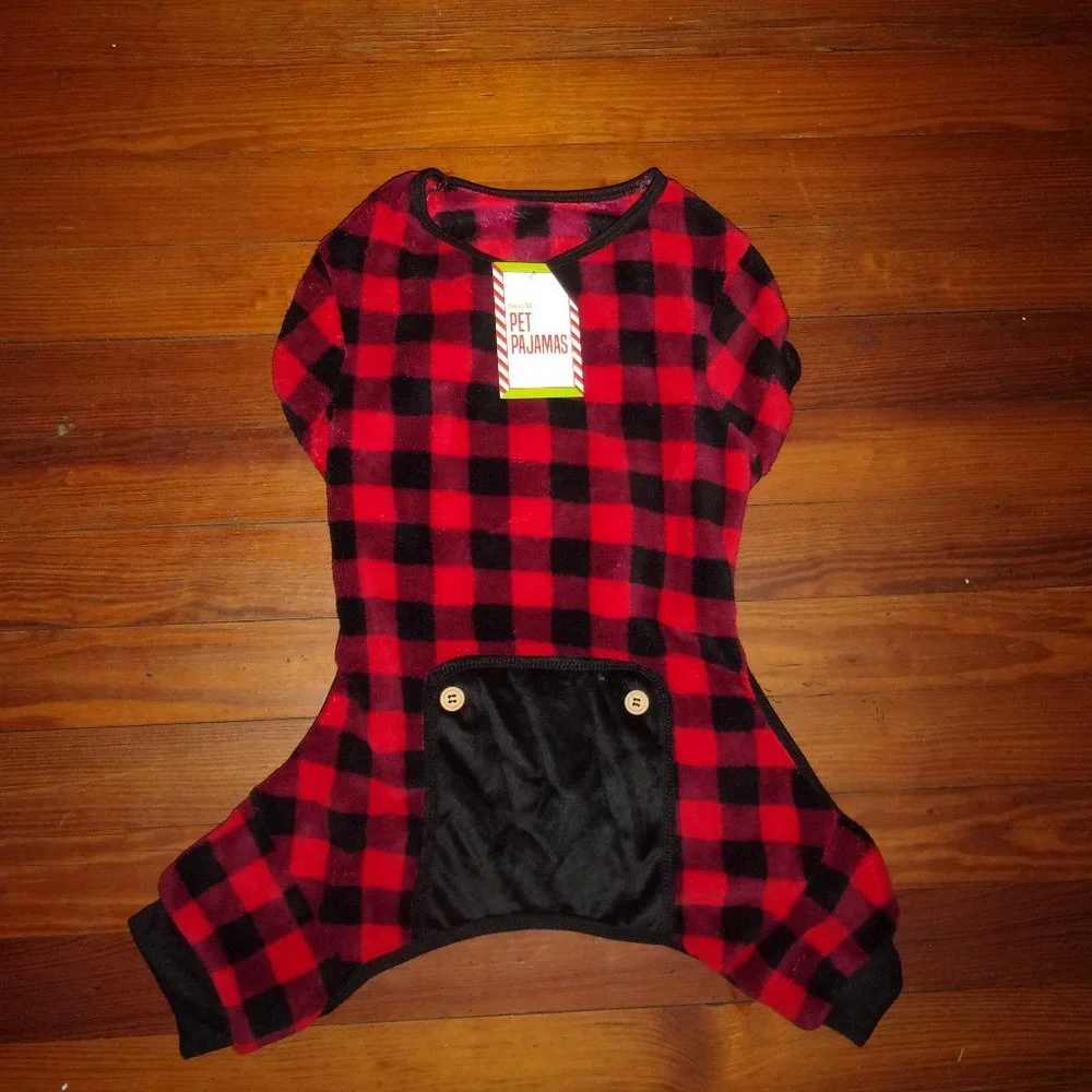 Red & Black Buffalo Plaid Dog Onesie